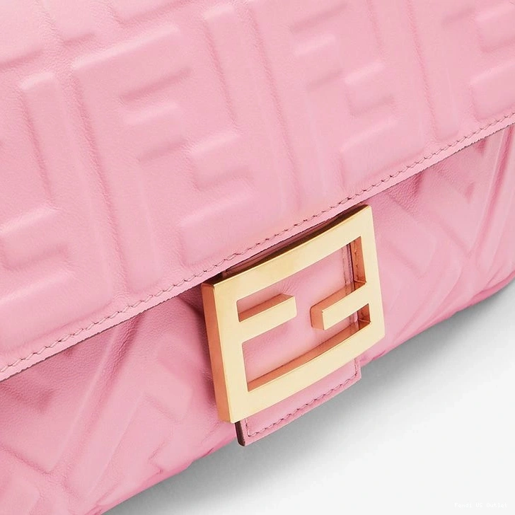 Cheap HOT Motif Medium Pink In Leather Bag Fendi Baguette FF Nappa 0819